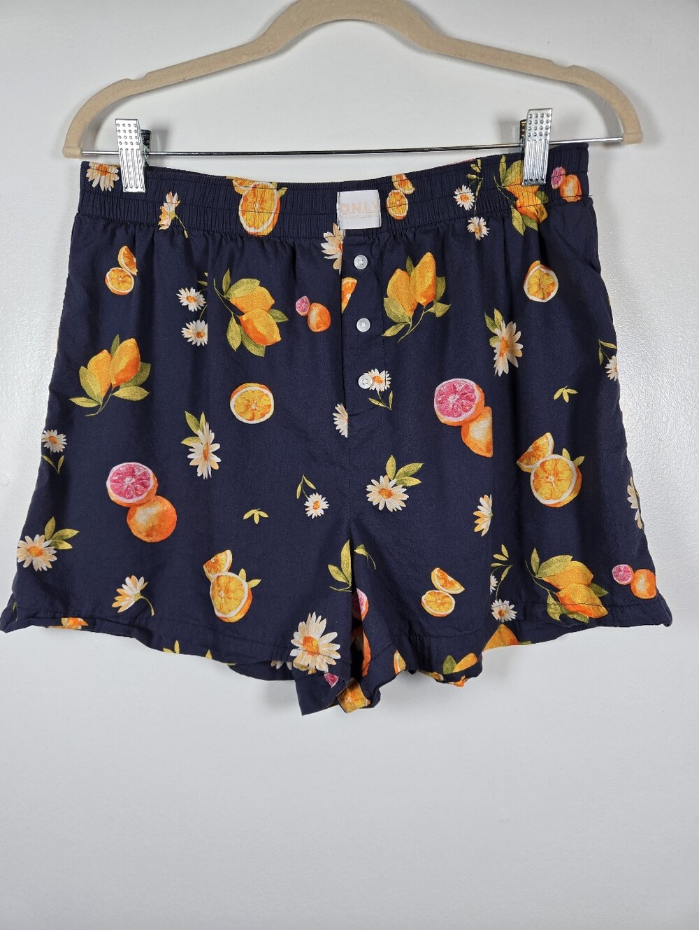 Old Navy Classic Woven Citrus Floral Navy 2pc Pajama Set Bralette Shorts S-M - Picture 9 of 16